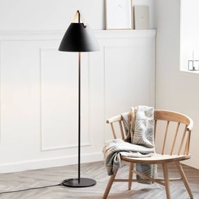 DFTP by Nordlux Stojacia lampa Strap z kovu, kožená páska, čierna, Obývacia izba / jedáleň, kov, koža, E27, 40W, K: 153.7cm