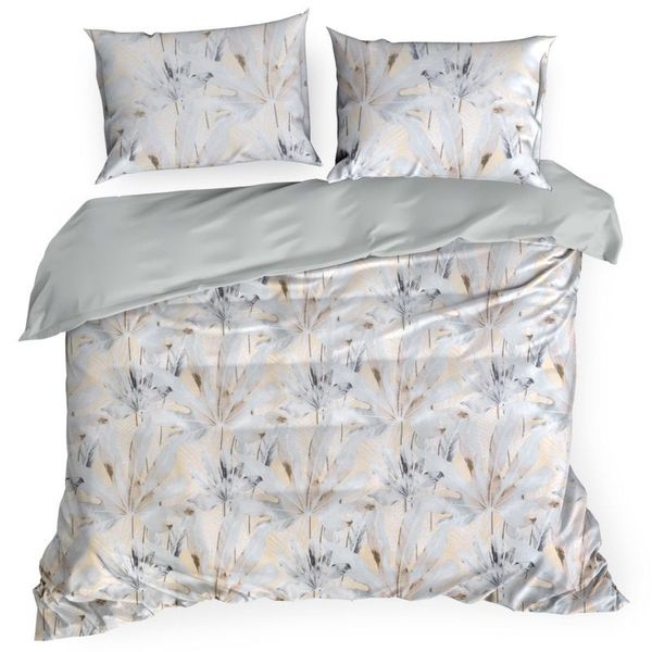DomTextilu Luxusné bavlnené posteľné obliečky s motívom rastlín 3 časti: 1ks 160 cmx200 + 2ks 70 cmx80 Sivá 25495-149809
