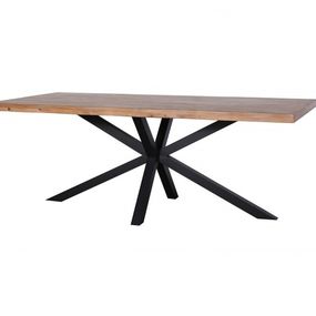 Estila Industriálny jedálenský stôl Comedor z masívneho dubového dreva na čiernej konštrukciu z kovu v tvare hviezdy 240cm