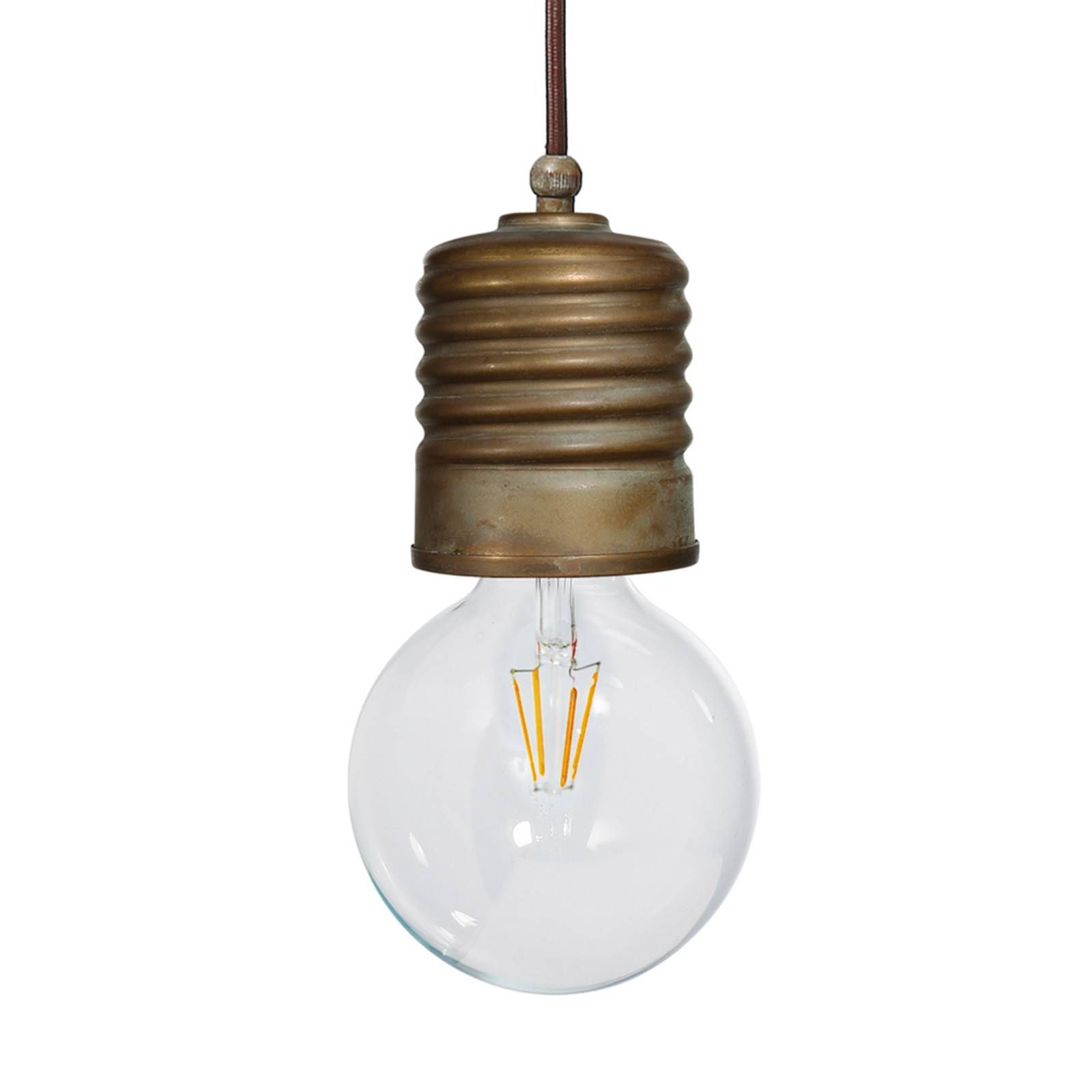 Moretti Luce Závesná lampa Orti 1-plameňová antikizovaná mosadz, Obývacia izba / jedáleň, mosadz, E27, 52W