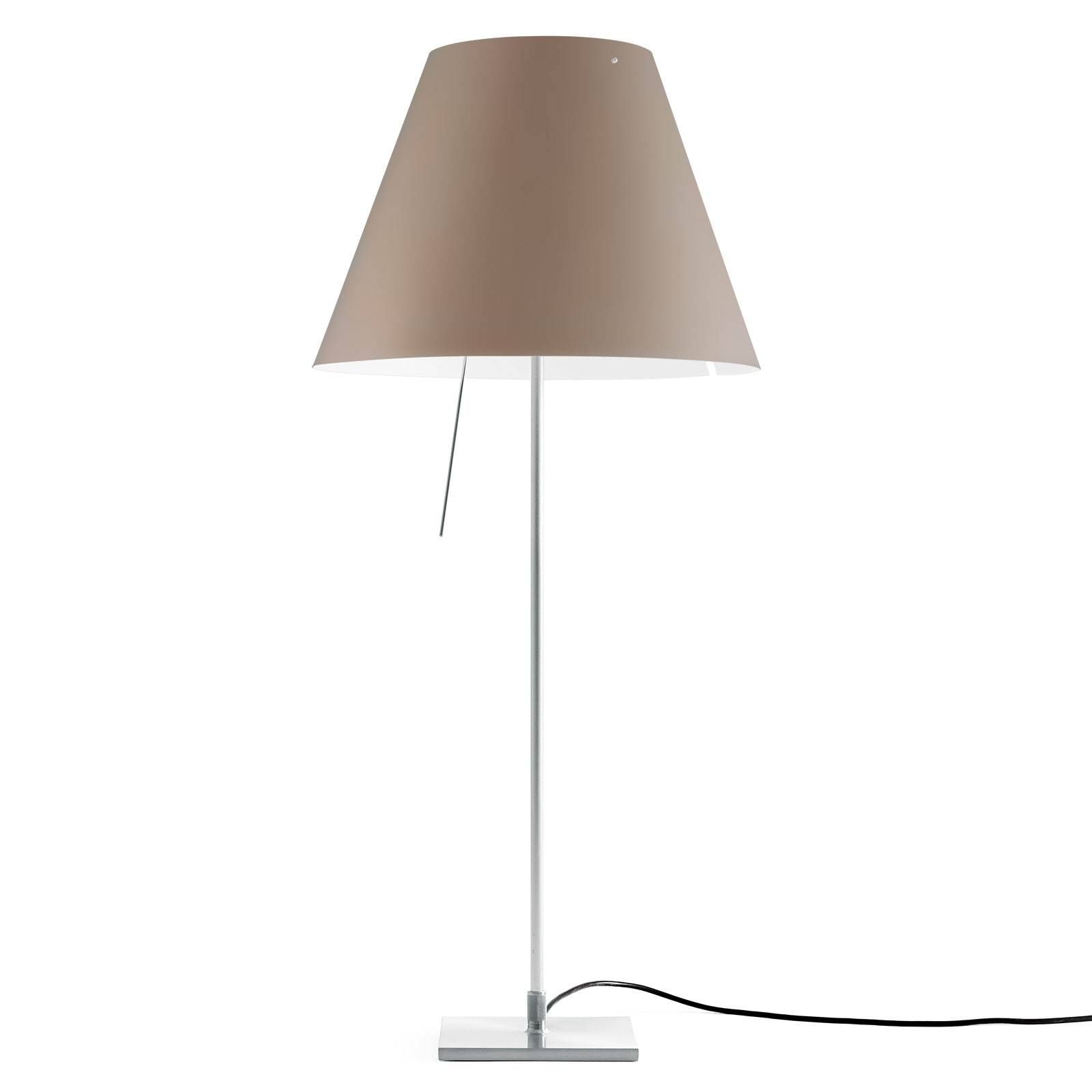 Luceplan Costanza stolná lampa D13if hliník/nugát, Obývacia izba / jedáleň, hliník, polykarbonát, E27, 140W, K: 80cm