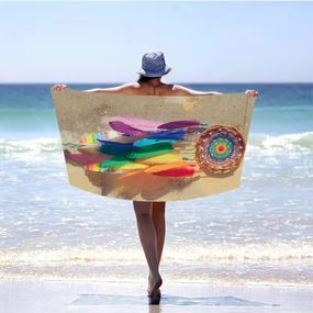 DomTextilu Kvalitná plážová osuška lapač snov 100 x 180 cm 41163 Béžová