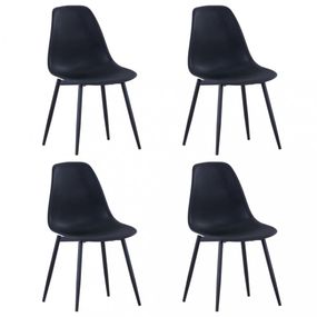 Jedálenská stolička 4 ks plast / kov Dekorhome Čierna