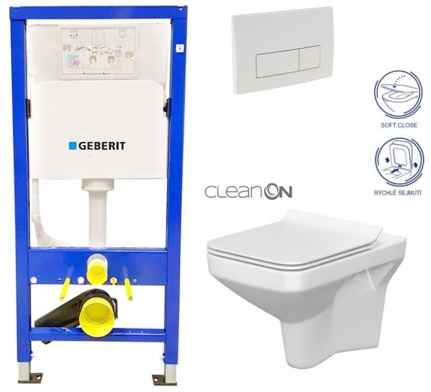 GEBERIT DuofixBasic s bielym tlačidlom DELTA51 + WC CERSANIT CLEANON COMO + SEDADLO 458.103.00.1 51BI CO1