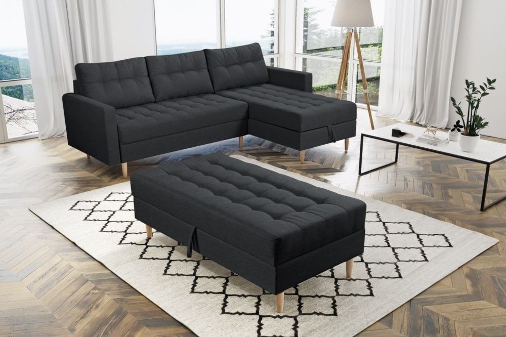 Furniture Sobczak Pires s taburetom čierna levá