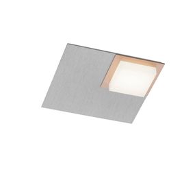 BANKAMP Quadro stropné LED svietidlo 8W striebro, Obývacia izba / jedáleň, kov, akryl, 8W, P: 19.5 cm, L: 19.5 cm, K: 5.5cm