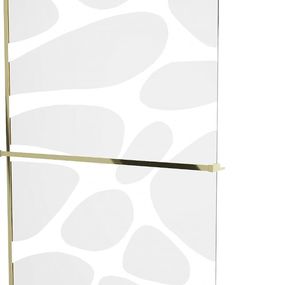 MEXEN/S - KIOTO Sprchová zástena WALK-IN s poličkou a držiakom uterákov 120 x 200 cm, transparent/bialy vzór 8 mm, zlatá 800-120-121-50-97