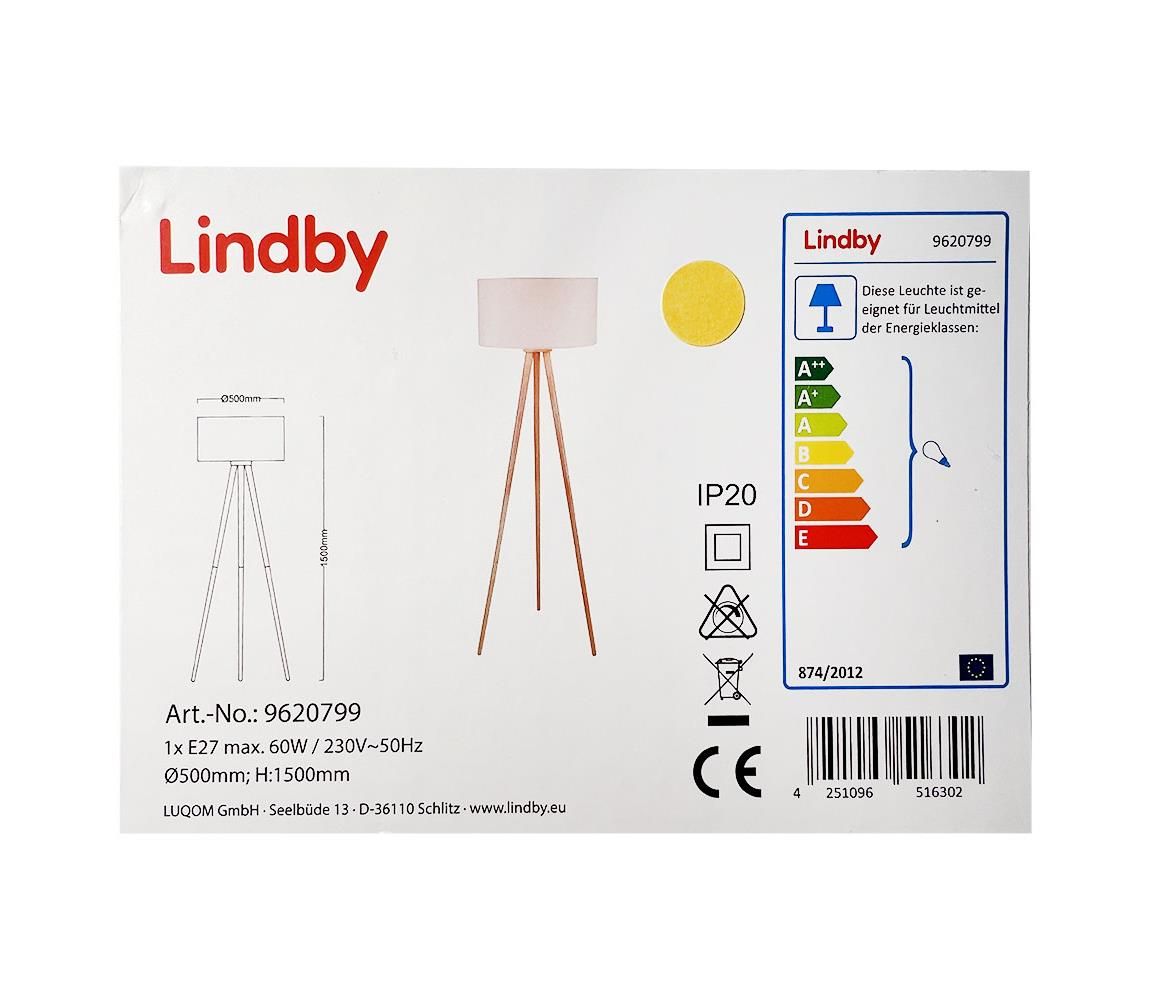 Lindby - Stojací lampa CHARLIA 1xE27/60W/230V