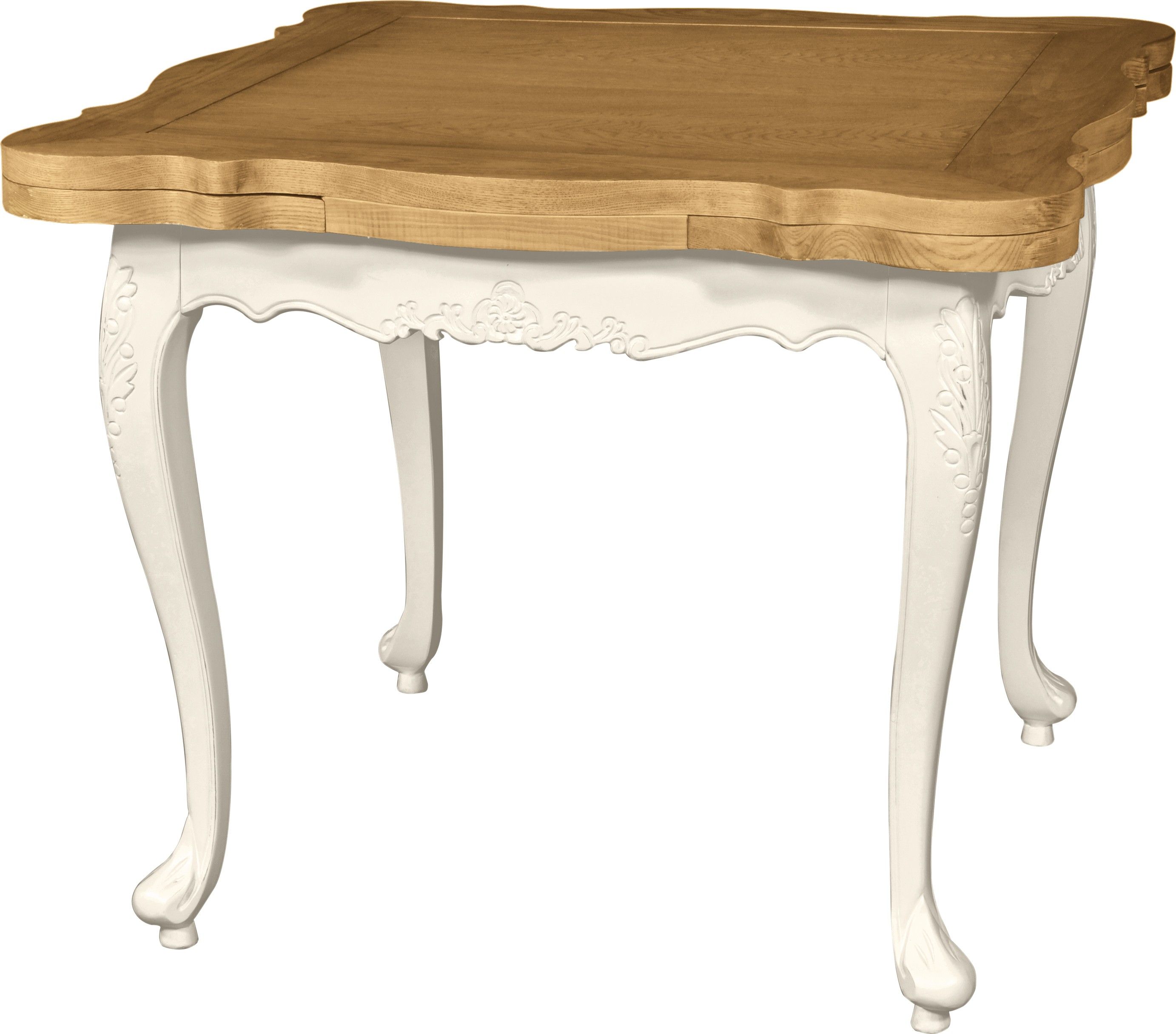 Estila Rozkladací provensálsky jedálenský stôl Preciosa zo smotanovo bieleho masívu s prírodne hnedou vrchnou doskou 156cm