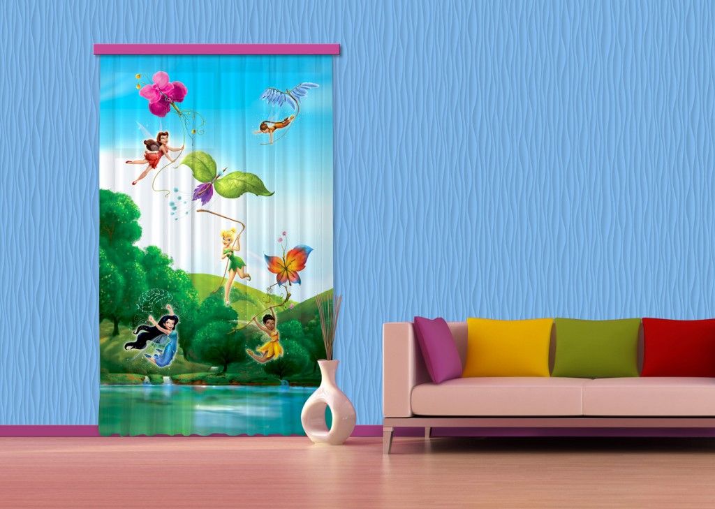 FCP L 6103 AG Design textilný foto záves detský obrazový Fairies with Rainbow - Víly a Dúha Disney FCPL 6103 s úplným zatienením, veľkosť 140 x 245 cm