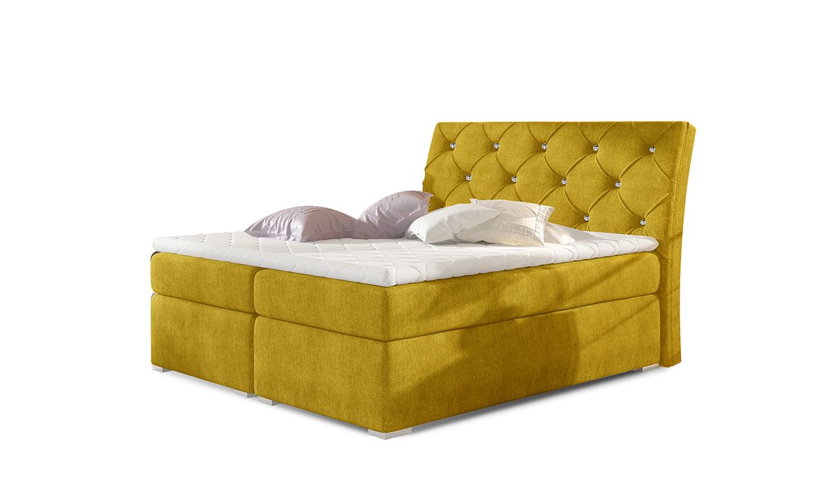 Čalúnená manželská posteľ s úložným priestorom Beneto 160 - žltá