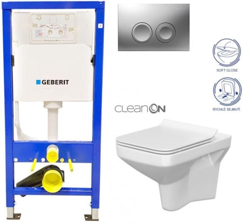 GEBERIT DuofixBasic s matným tlačidlom DELTA21 + WC CERSANIT CLEANON COMO + SEDADLO 458.103.00.1 21MA CO1