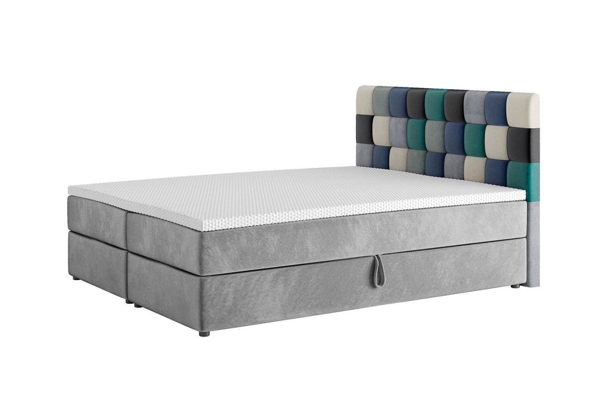 Expedo Čalúnená posteľ boxspring APPLE + topper, 140x200, itaka 14/modrá