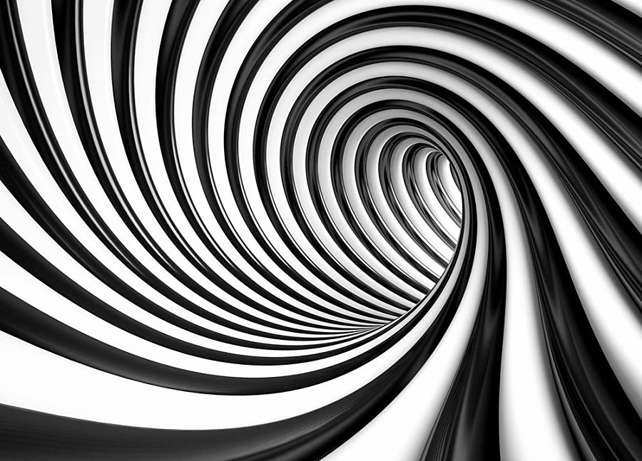 3d tapeta čierno-biely tunel - fototapeta FX0039