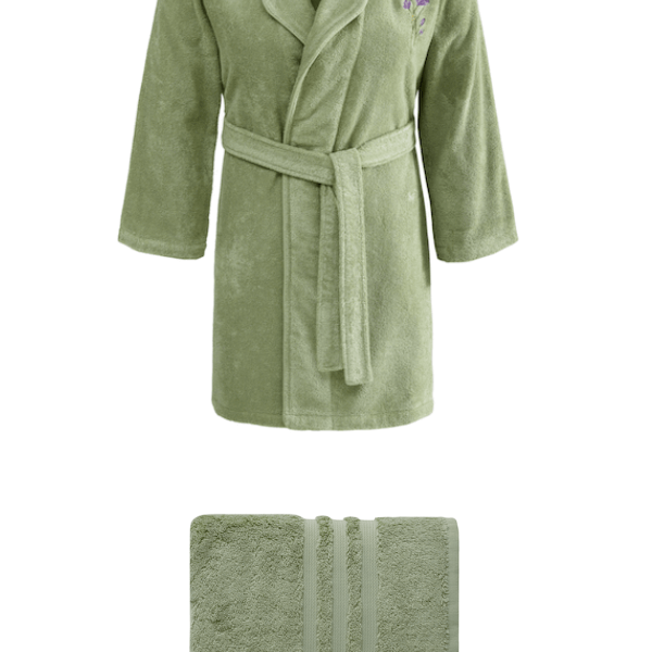 Soft Cotton Luxusný dámsky župan + uterák LILLY v darčekovom balení Svetlo zelená S + uterák 50x100cm + box