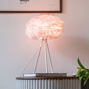 UMAGE Eos mini stolná lampa ružová trojnožka biela, Obývacia izba / jedáleň, perie, papier, oceľ, hliník, E27, 15W, K: 56cm
