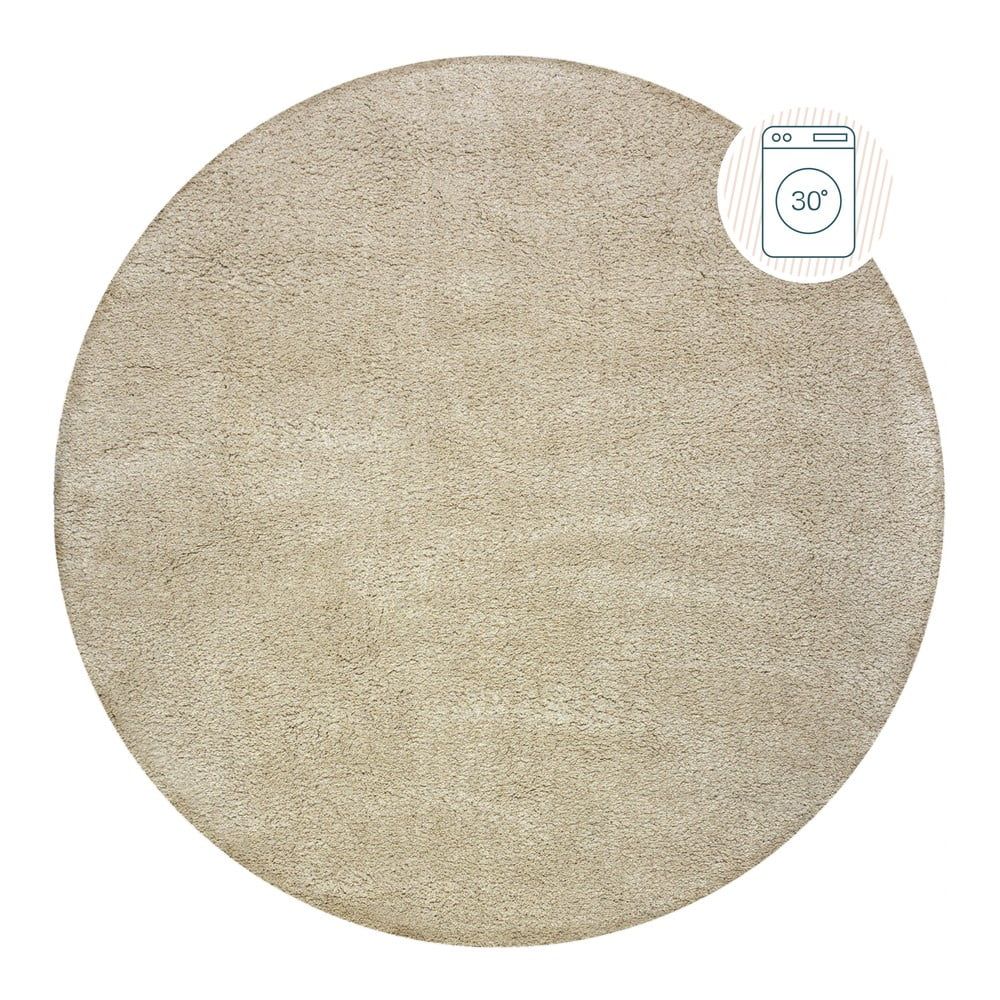 Béžový umývateľný okrúhly koberec z recyklovaných vlákien 133x133 cm Fluffy – Flair Rugs