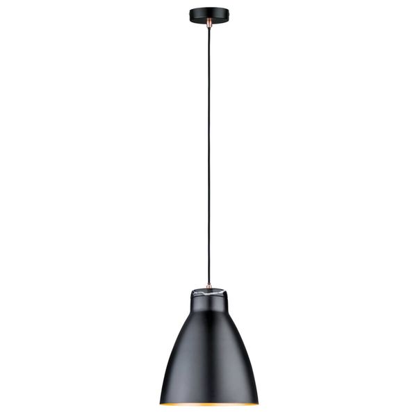 Paulmann Roald závesná lampa v čiernej/medenej, Obývacia izba / jedáleň, kov, textil, E27, 20W