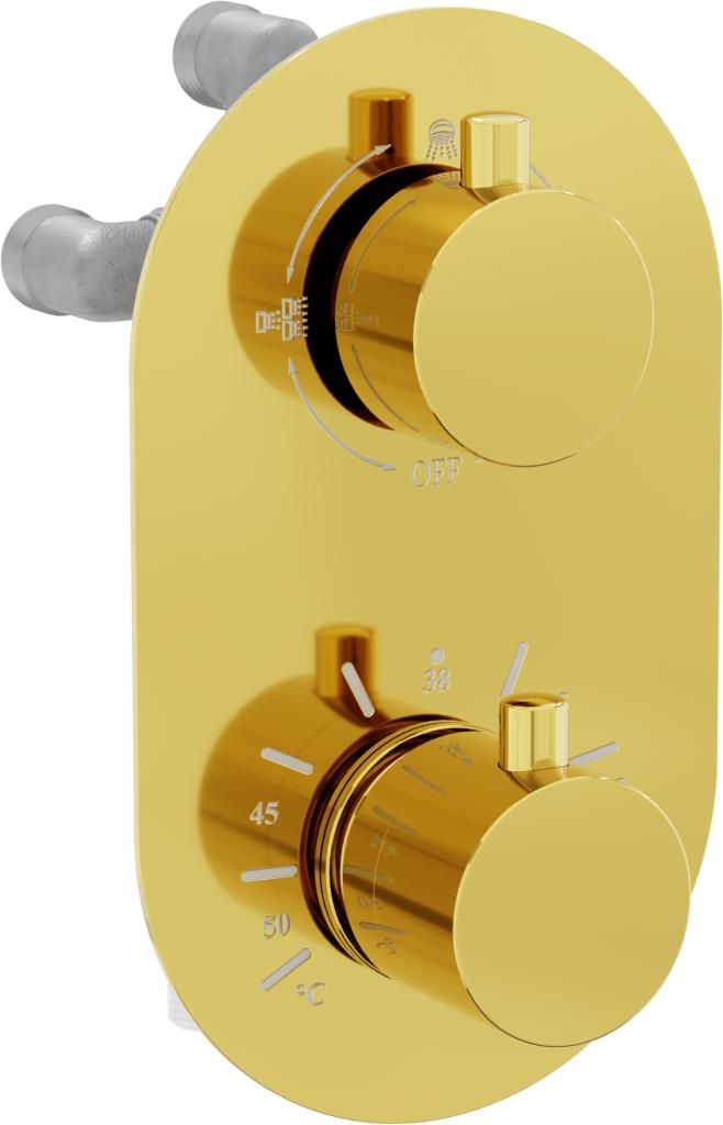 MEXEN - Kai termostatiská batérie sprcha / vaňa 3 výstupy, zlatá 77602-50