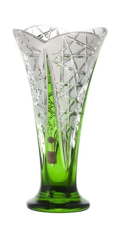 Krištáľová váza Flowerbud, farba zelená, výška 255 mm
