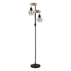 Eglo Vintage 43137 TOWNSHEND 5 Stojanová lampa E27 2X60W čierna, hnedá