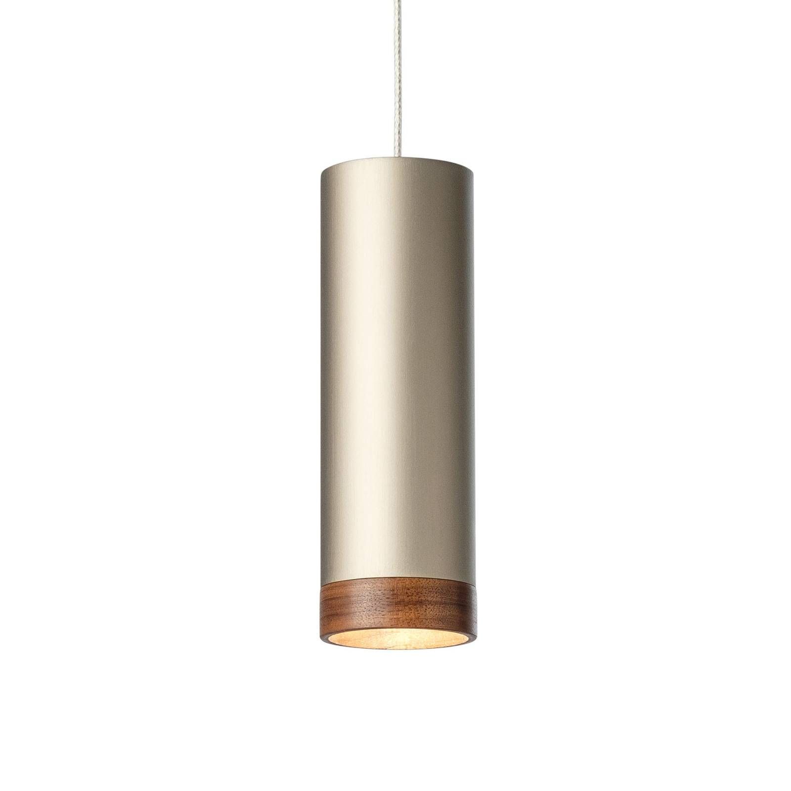 Domus Závesné LED svietidlo PHEB strieborný bronz/orech, Obývacia izba / jedáleň, hliník, drevo, 11W, K: 16.5cm