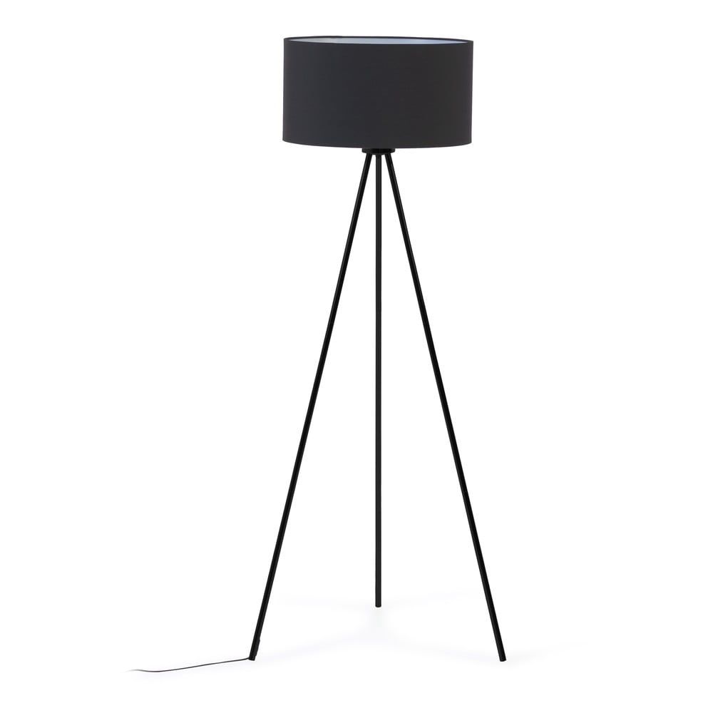 Čierna stojacia lampa s textilným tienidlom (výška 157 cm) Ikia - Kave Home