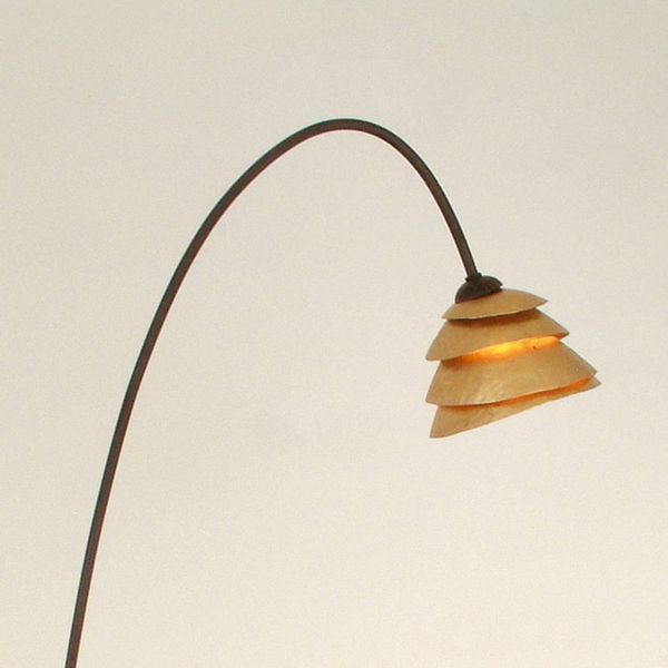 Holländer Stojaca lampa Snail 1-plameňová v hnedo-zlatej, Obývacia izba / jedáleň, kov, E14, 60W, L: 27 cm, K: 139cm