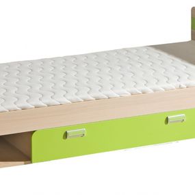 Detská posteľ 195x80cm s úložným priestorom melisa - jaseň/zelená