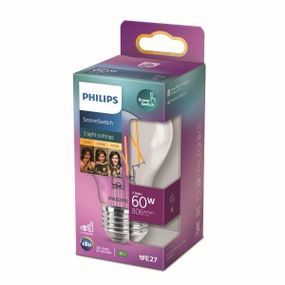 Philips 8718699772130 LED žiarovka 1x7,5 / 3 / 1,6W | E27 | 806lm | 2200K-2500-2700K - 3 svetelné módy, číra, Eyecomfort