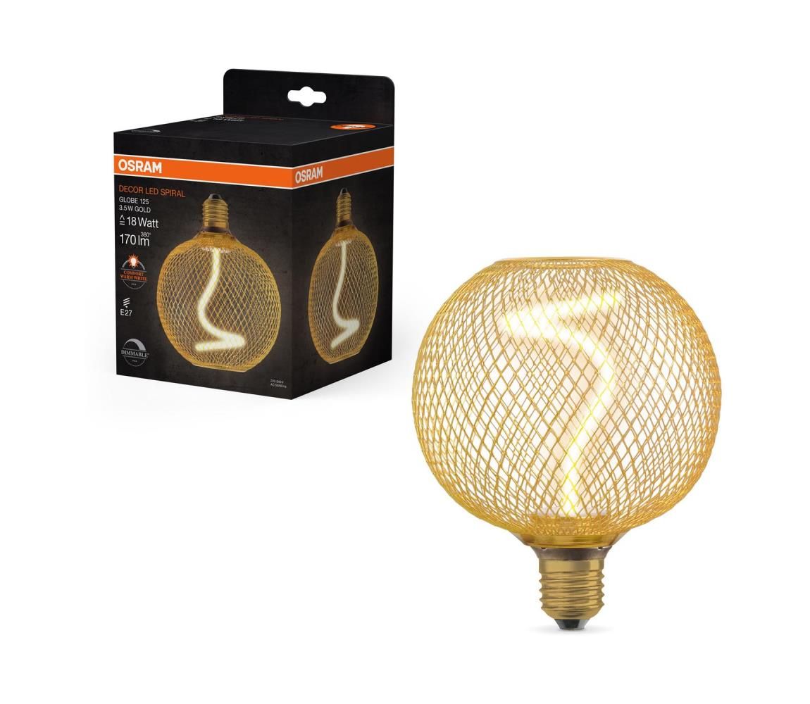 LED Stmievateľná žiarovka DECOR FILAMENT G125 E27/3,5W/230V 1800K zlatá - Osram