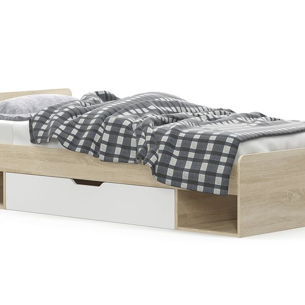 Jednolôžková posteľ s roštom Tavir 90 90x200 cm - dub sonoma / biela