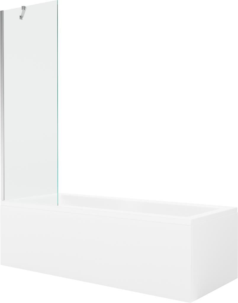 MEXEN/S - Cubik obdĺžniková vaňa 170 x 70 cm s panelom + vaňová zástena 60 cm, transparent, chróm 550317070X9506000001