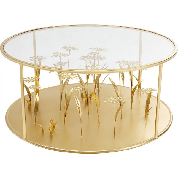 KARE Design Konferenční stolek Flower Meadow - zlatý, Ø80cm