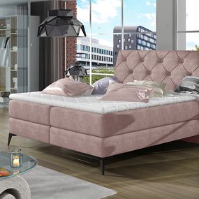 Čalúnená manželská posteľ s úložným priestorom Lazio 180 - ružová (Omega 91)