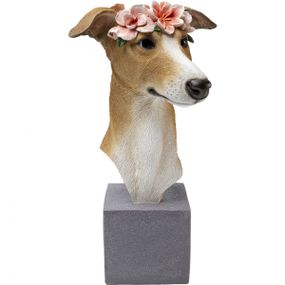 KARE Design Soška pes Greyhound s květinami 47cm