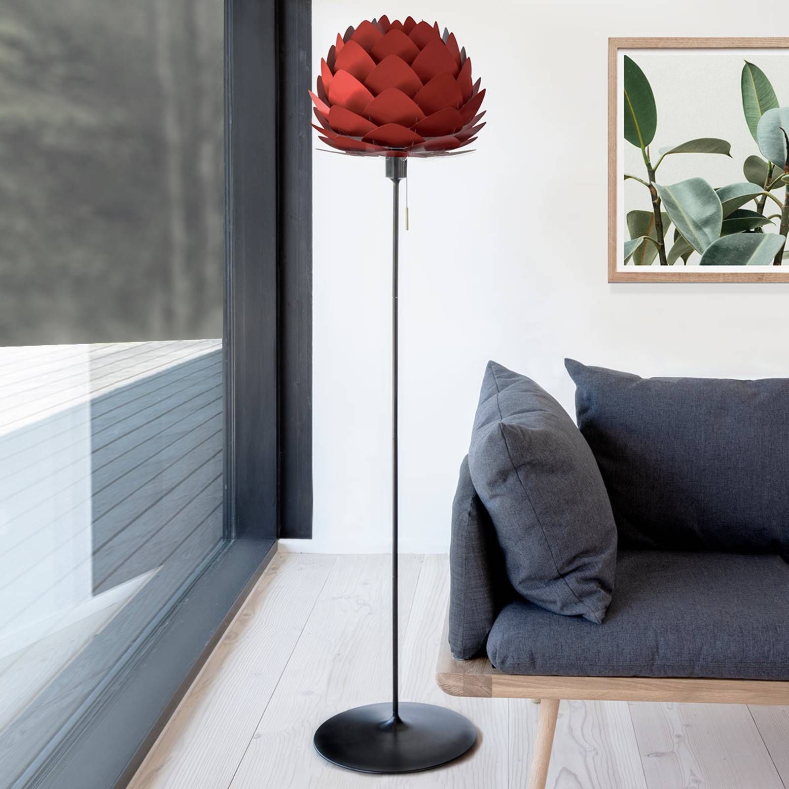UMAGE Aluvia mini stojaca lampa rubínovo-červená, Obývacia izba / jedáleň, hliník, oceľ, E27, 15W, K: 170cm