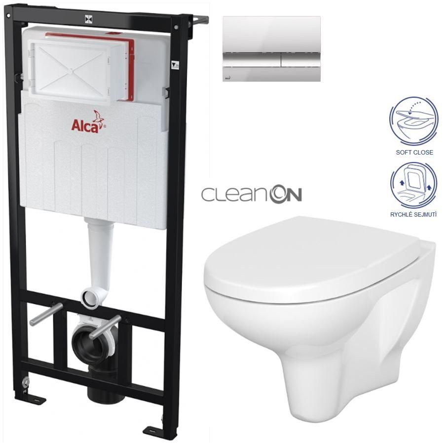 ALCADRAIN Alcadrain Sádromodul - predstenový inštalačný systém s chrómovým tlačidlom M1721 + WC CERSANIT ARTECO CLEANON + SEDADLO AM101/1120 M1721 AT1