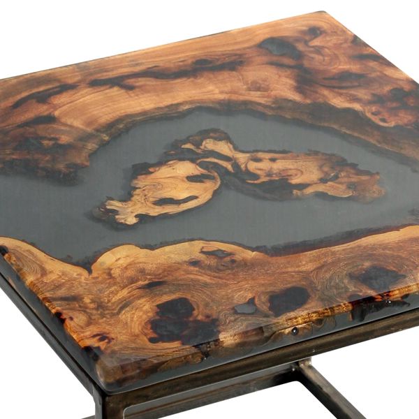 Sconto Odkladací stolík RESIN 40x40 cm, sivá