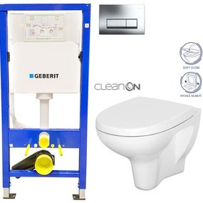 GEBERIT DuofixBasic s chrómovým tlačidlom DELTA51 + WC CERSANIT ARTECO CLEANON + SEDADLO 458.103.00.1 51CR AT1