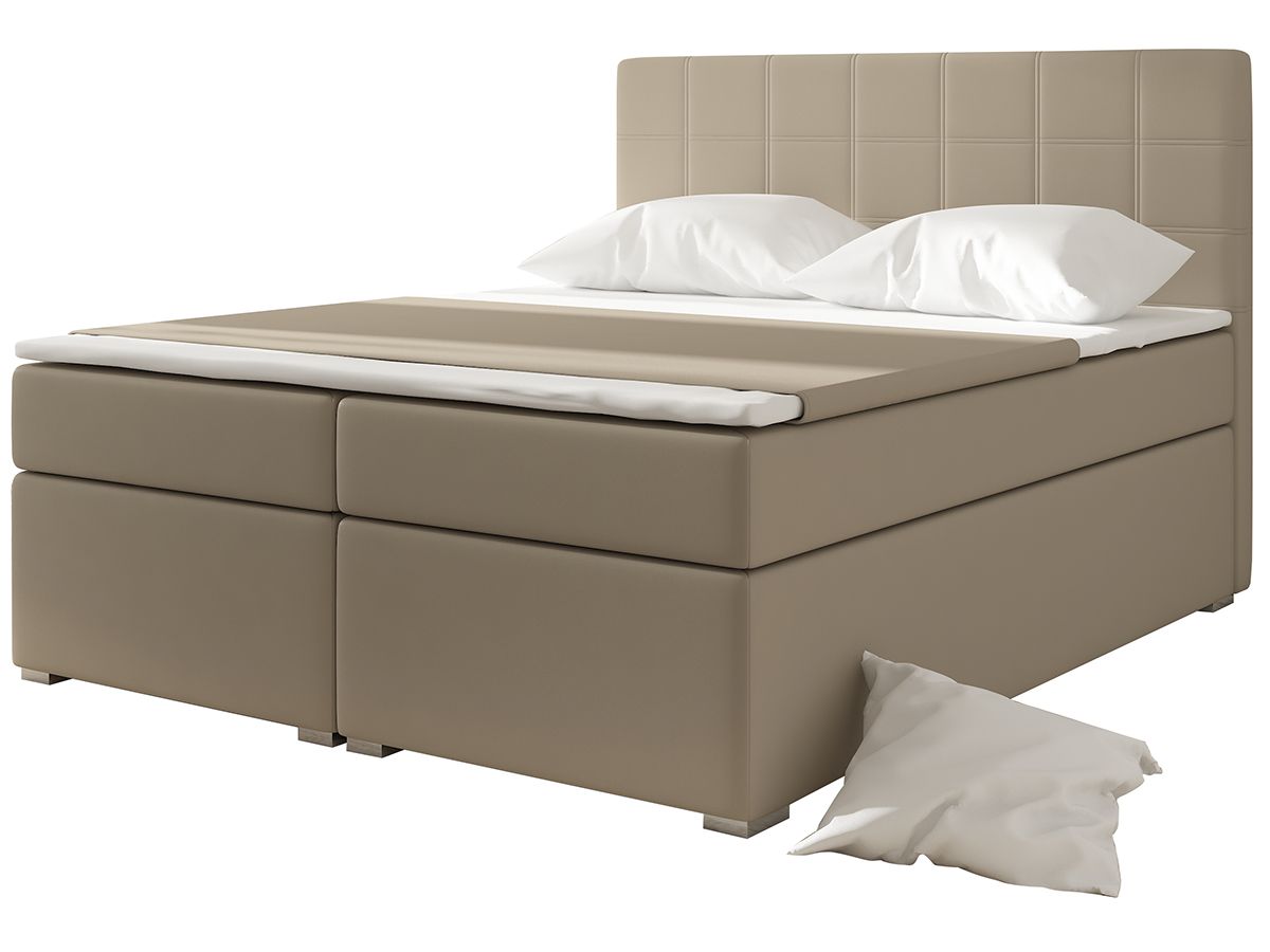 Čalúnená manželská posteľ s úložným priestorom Anzia 180 - béžová