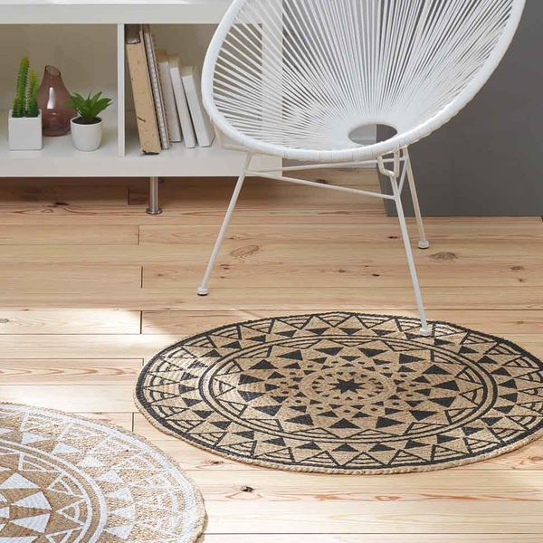 DomTextilu Okrúhly koberec z jutoviny v etno designe 39727