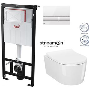 ALCADRAIN Sádromodul - predstenový inštalačný systém s bielym tlačidlom M1710 + WC CERSANIT INVERTO + SEDADLO duraplastu SOFT-CLOSE AM101/1120 M1710 IN1