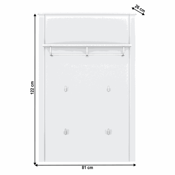 Vešiakový panel 80, biela, OLJE