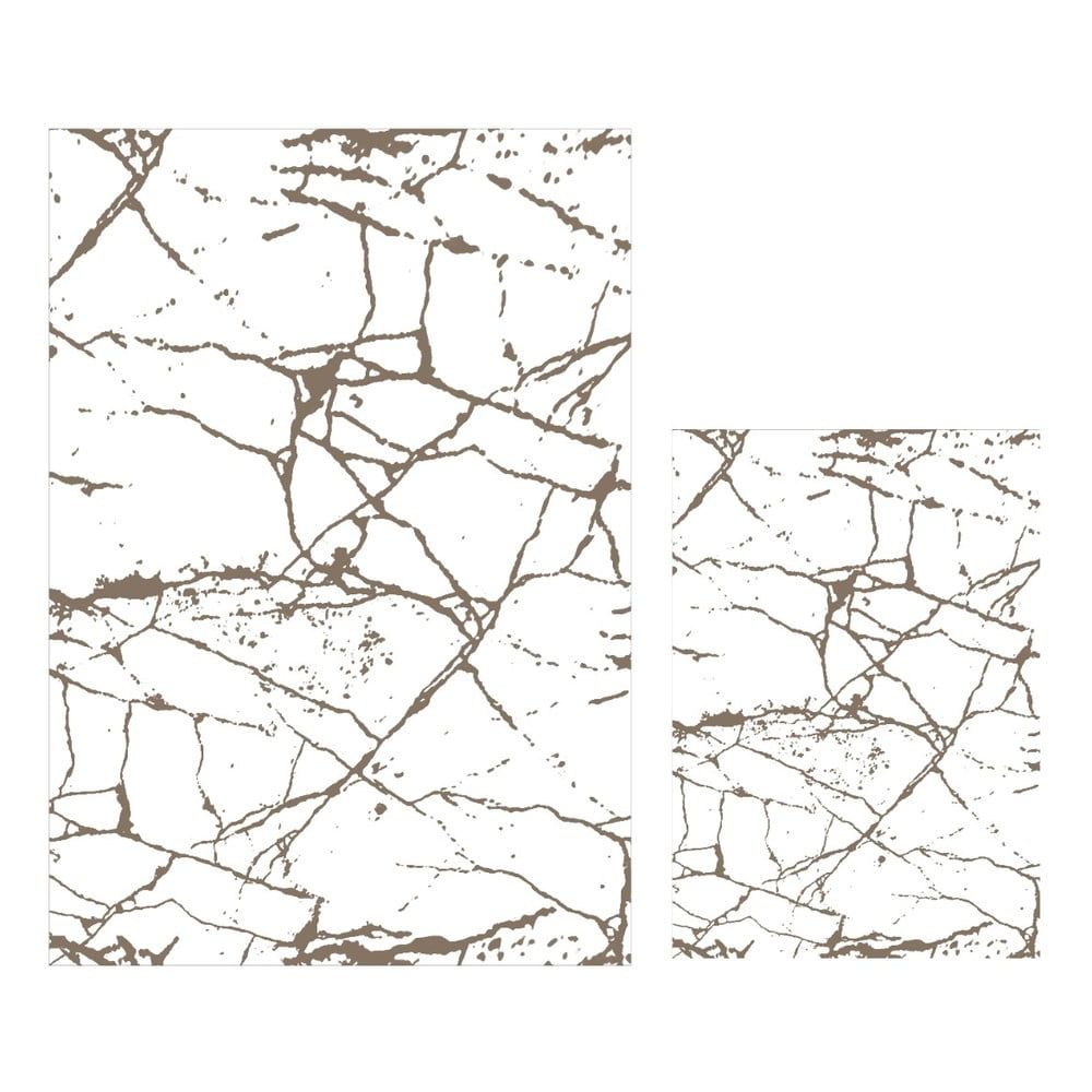 Biele/hnedé kúpeľňové predložky v súprave 2 ks 60x100 cm Cracks – Mila Home