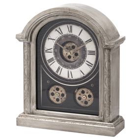 Estila Štýlové stolové hodiny Antique v striebornom antickom prevedení 40cm