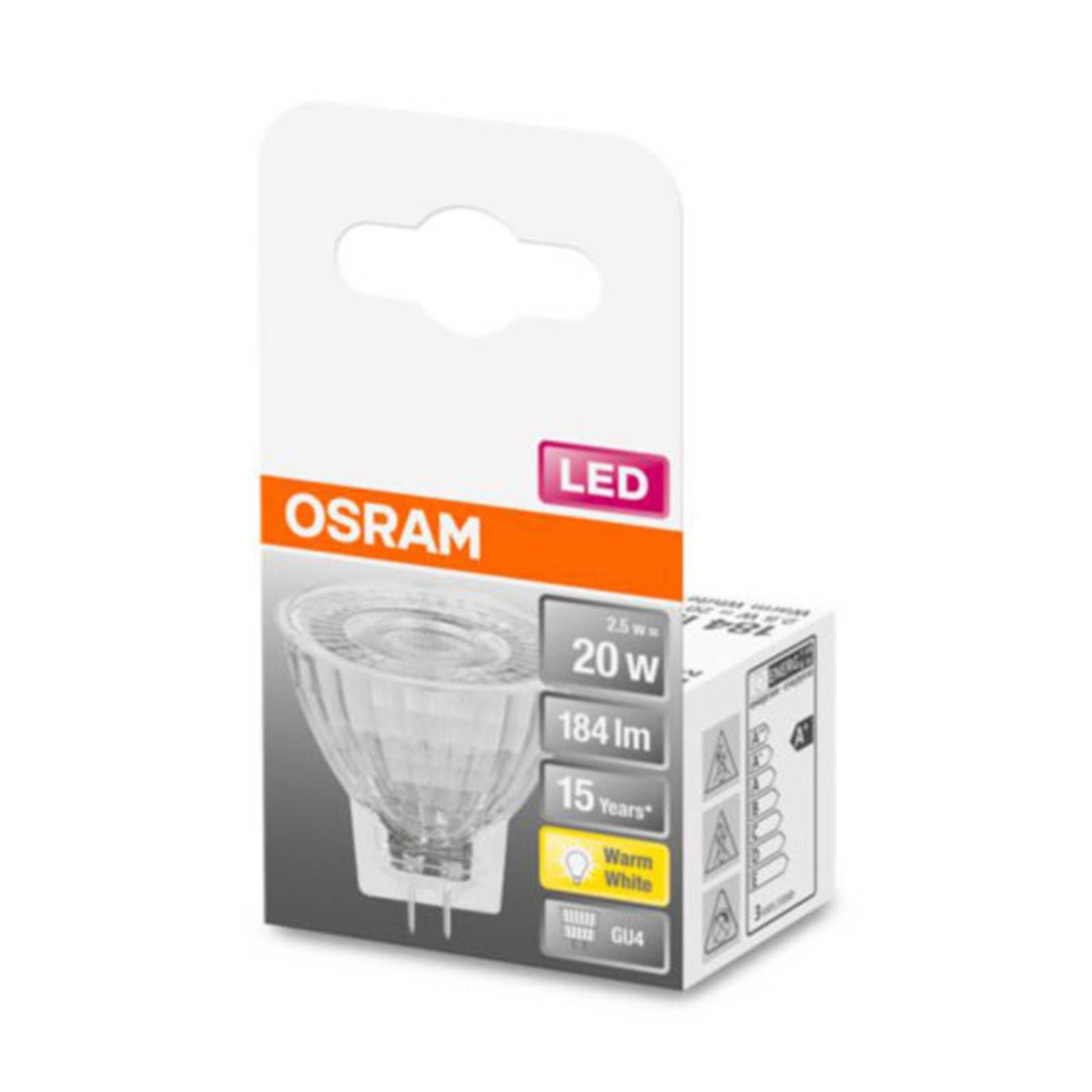 OSRAM LED reflektor GU4 MR11 2, 5W 2.700K, GU4 / MR11, 2.5W, Energialuokka: G, P: 3.8 cm