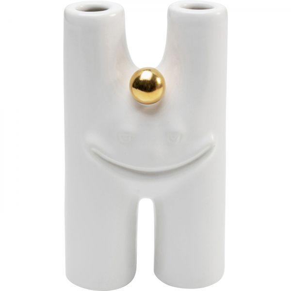 KARE Design Bílá keramická váza Funny Teeth 16cm
