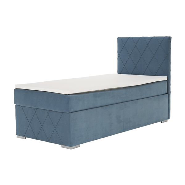 Boxspringová posteľ, jednolôžko, modrá, 90x200, ľavá, PAXTON