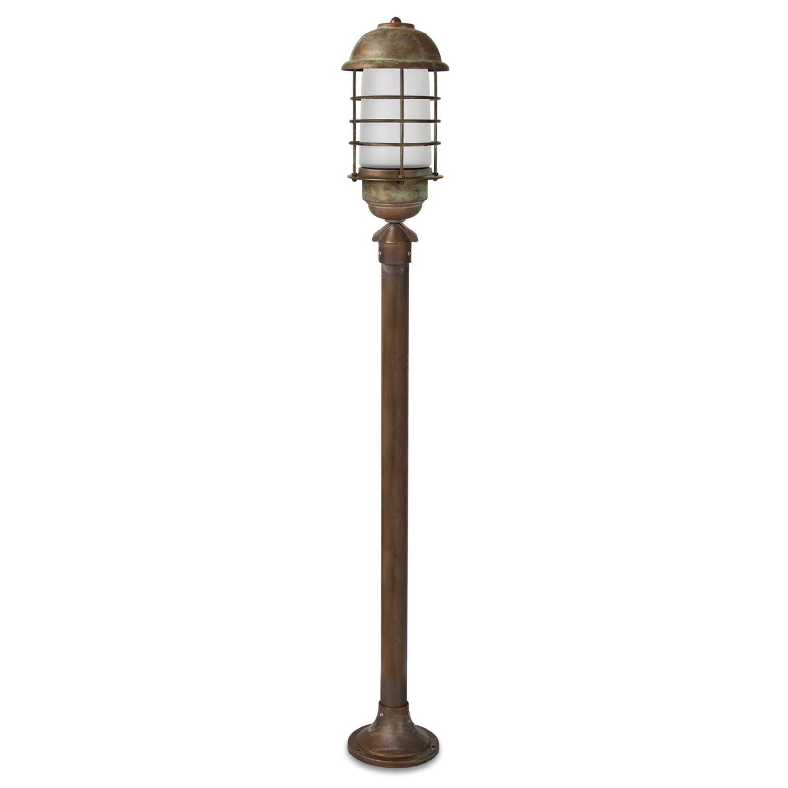 Moretti Luce Chodníkové svietidlo Carlon odolné voči morskej, mosadz, sklo, E27, 70W, K: 115cm